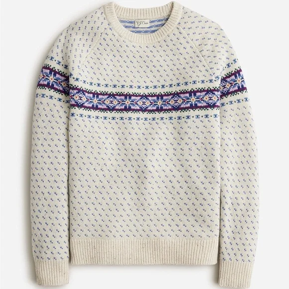 J Crew Lambswool Fair Isle sweater with bird's eye size medium